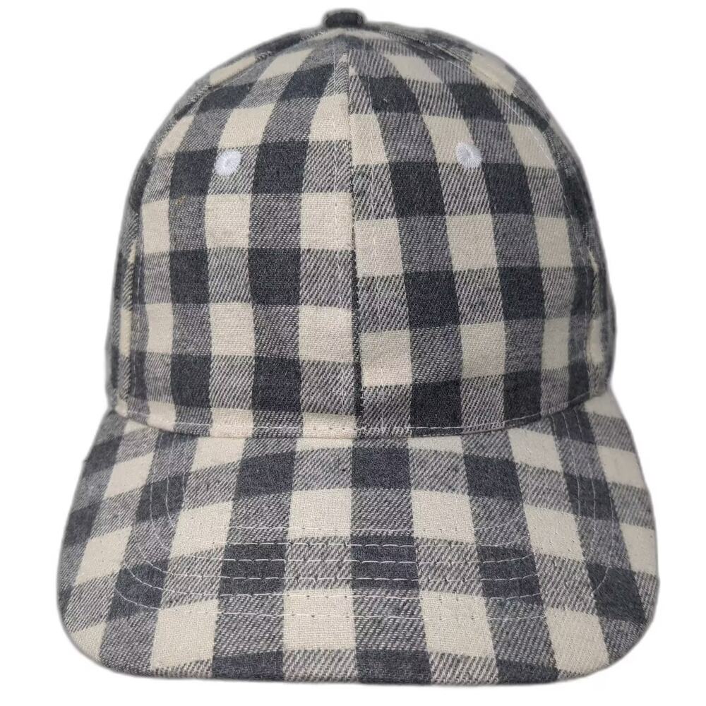 Cocus Pocus Baseball Cap Black White Gingham Plaid Hat OS Slideback Curved Brim